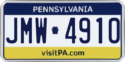 PA license plate JMW4910