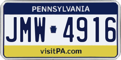 PA license plate JMW4916