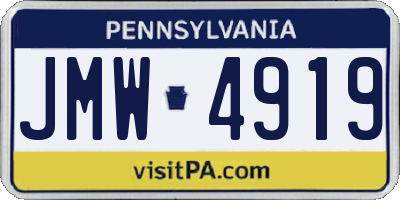 PA license plate JMW4919