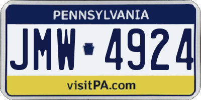 PA license plate JMW4924