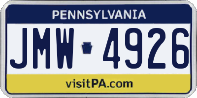 PA license plate JMW4926