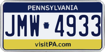 PA license plate JMW4933