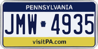 PA license plate JMW4935