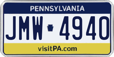 PA license plate JMW4940