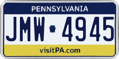 PA license plate JMW4945