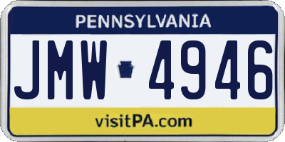 PA license plate JMW4946