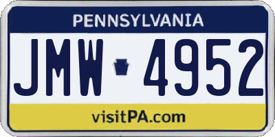 PA license plate JMW4952