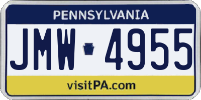 PA license plate JMW4955