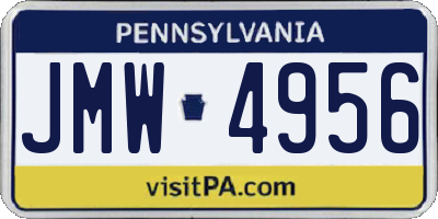 PA license plate JMW4956