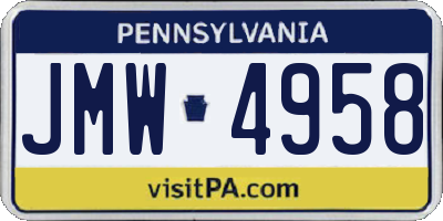 PA license plate JMW4958
