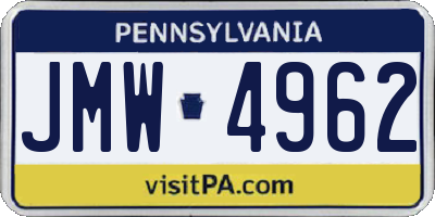 PA license plate JMW4962