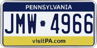PA license plate JMW4966