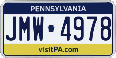 PA license plate JMW4978