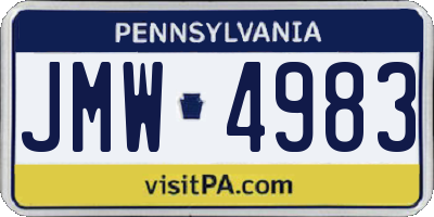 PA license plate JMW4983