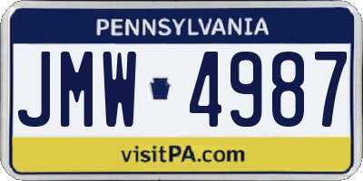 PA license plate JMW4987