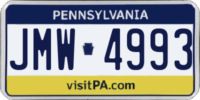 PA license plate JMW4993