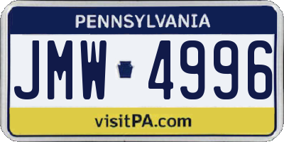 PA license plate JMW4996