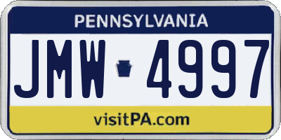 PA license plate JMW4997