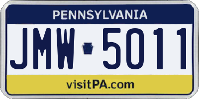 PA license plate JMW5011