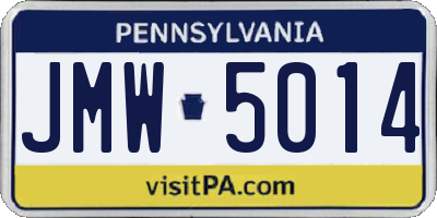 PA license plate JMW5014