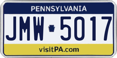 PA license plate JMW5017