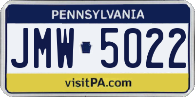 PA license plate JMW5022