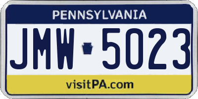 PA license plate JMW5023
