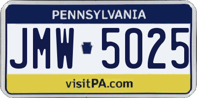 PA license plate JMW5025