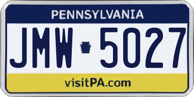 PA license plate JMW5027