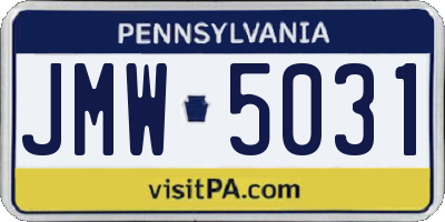 PA license plate JMW5031