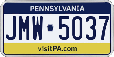 PA license plate JMW5037