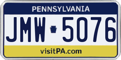 PA license plate JMW5076