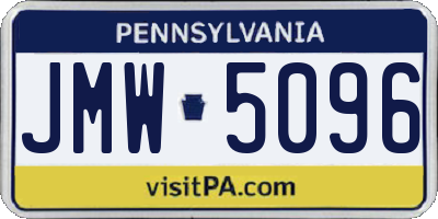 PA license plate JMW5096