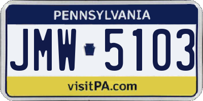PA license plate JMW5103