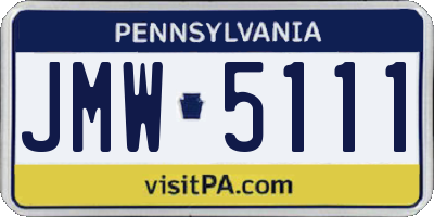 PA license plate JMW5111