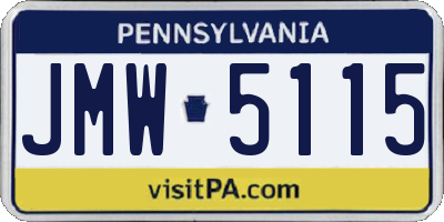 PA license plate JMW5115