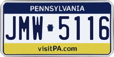 PA license plate JMW5116