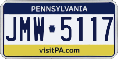 PA license plate JMW5117