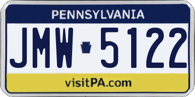 PA license plate JMW5122