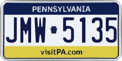 PA license plate JMW5135