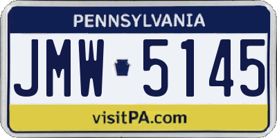 PA license plate JMW5145