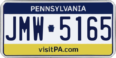PA license plate JMW5165