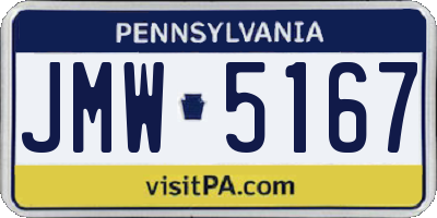 PA license plate JMW5167