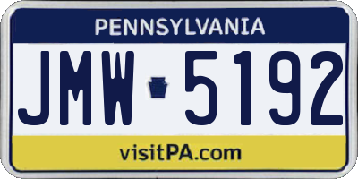PA license plate JMW5192