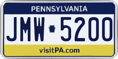 PA license plate JMW5200