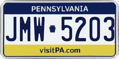 PA license plate JMW5203