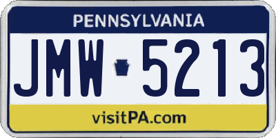 PA license plate JMW5213