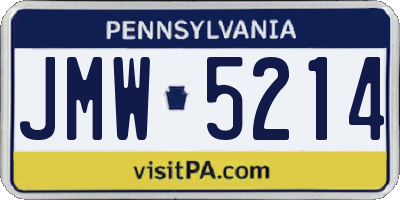 PA license plate JMW5214