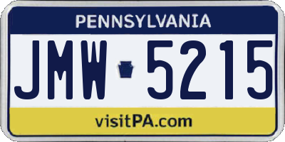 PA license plate JMW5215