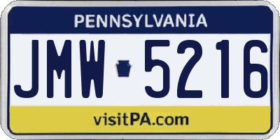 PA license plate JMW5216